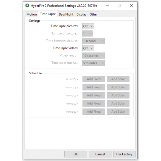 Time Lapse Settings